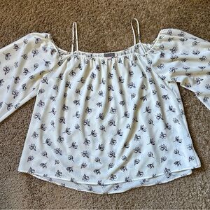 Vince Camuto White Off-Shoulder Floral Print Camisole